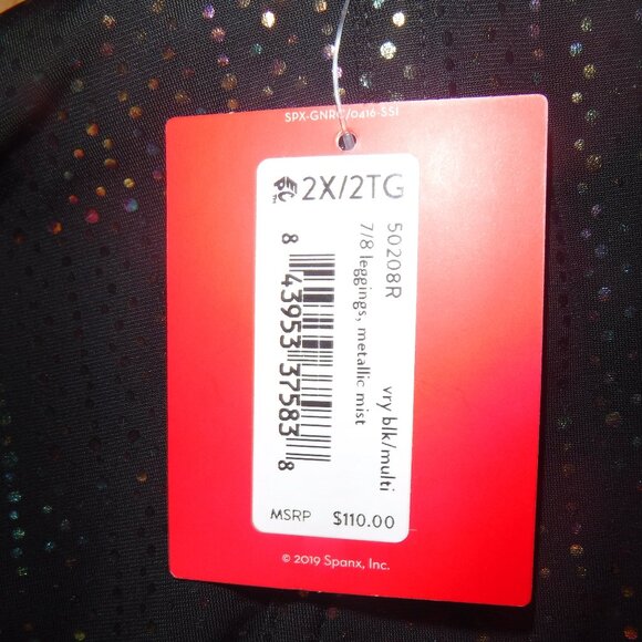 BNWT - Spanx Metallic Mist 7/8 Leggings in very black/multi size plus US 2X - Picture 6 of 9